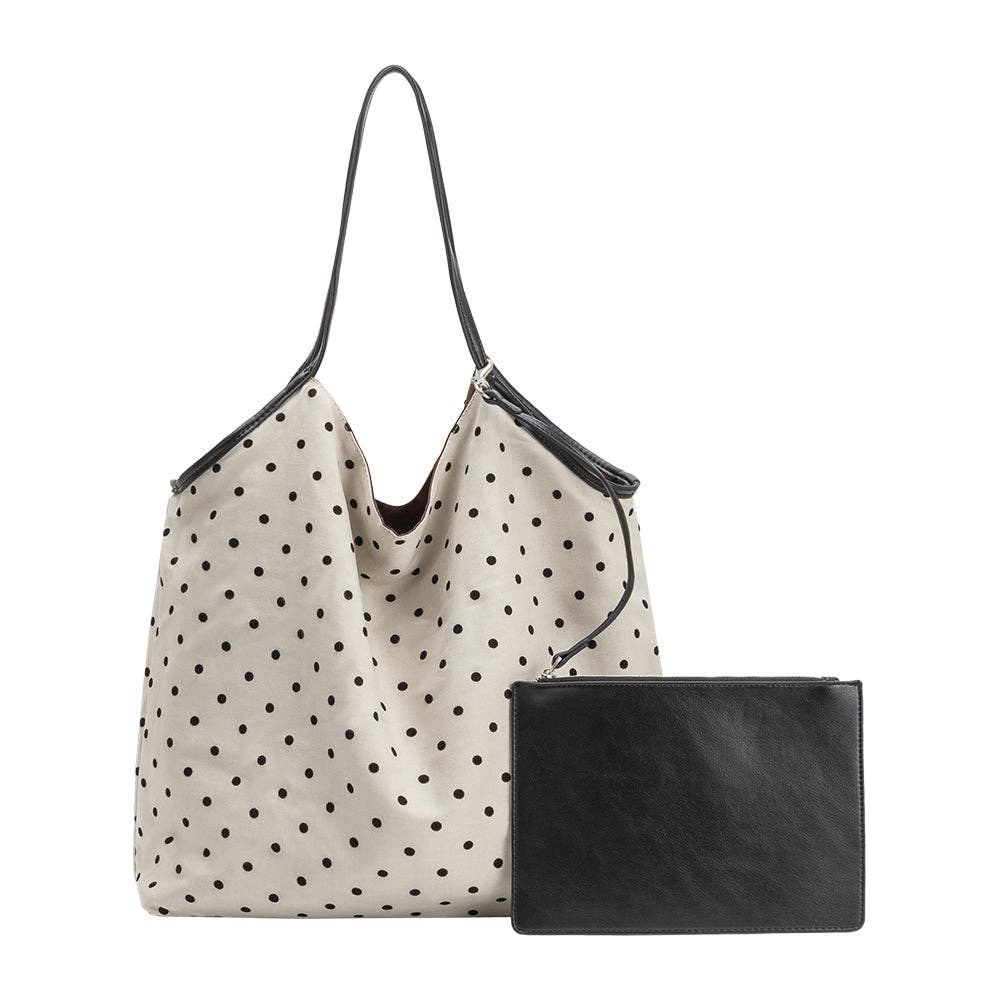 Slouchy Polka Dot Tote Bag | Ivory