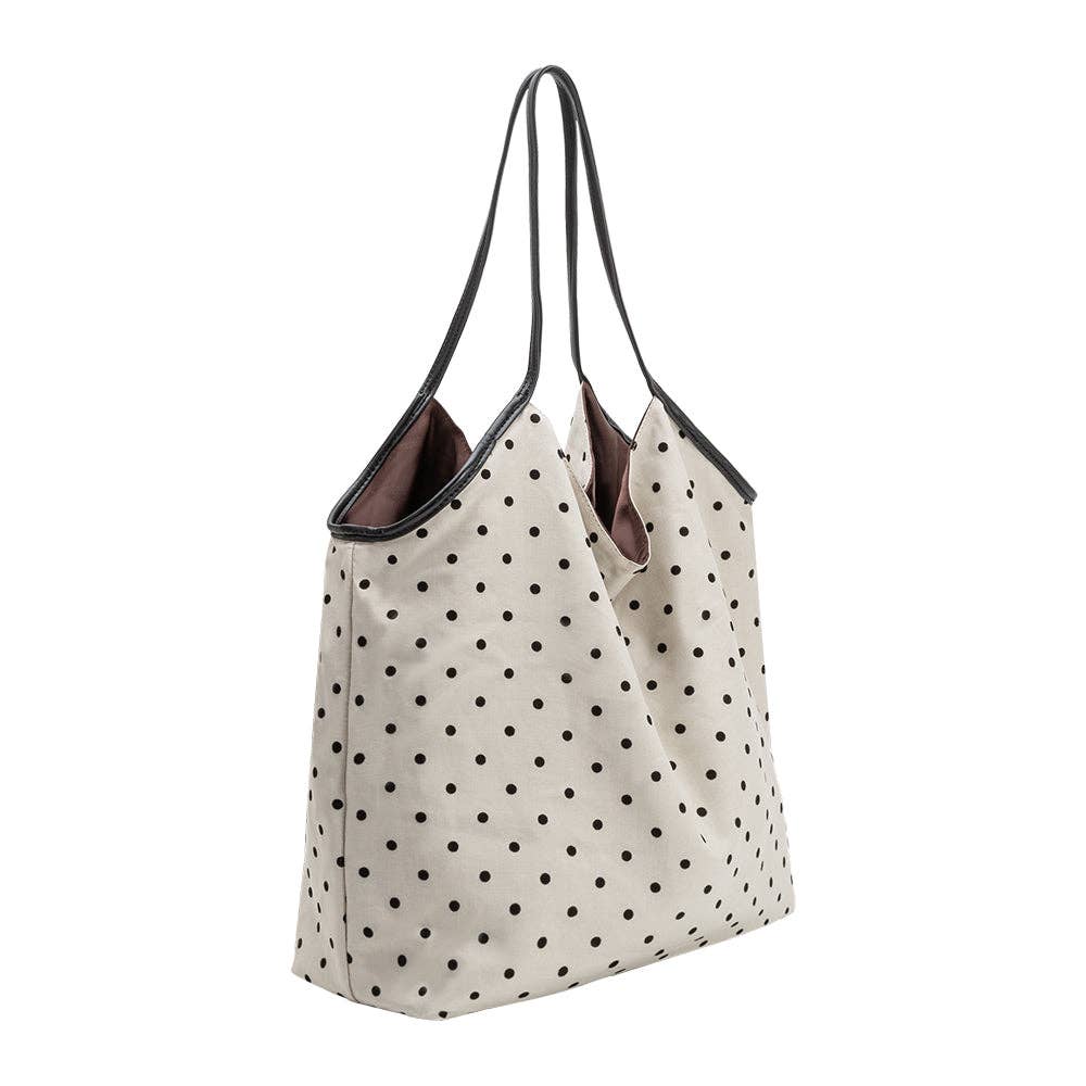 Slouchy Polka Dot Tote Bag | Ivory