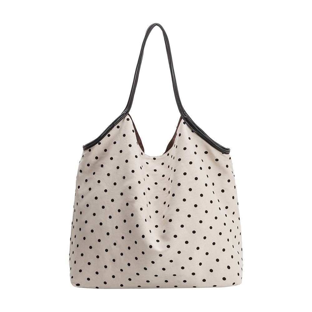 Slouchy Polka Dot Tote Bag | Ivory
