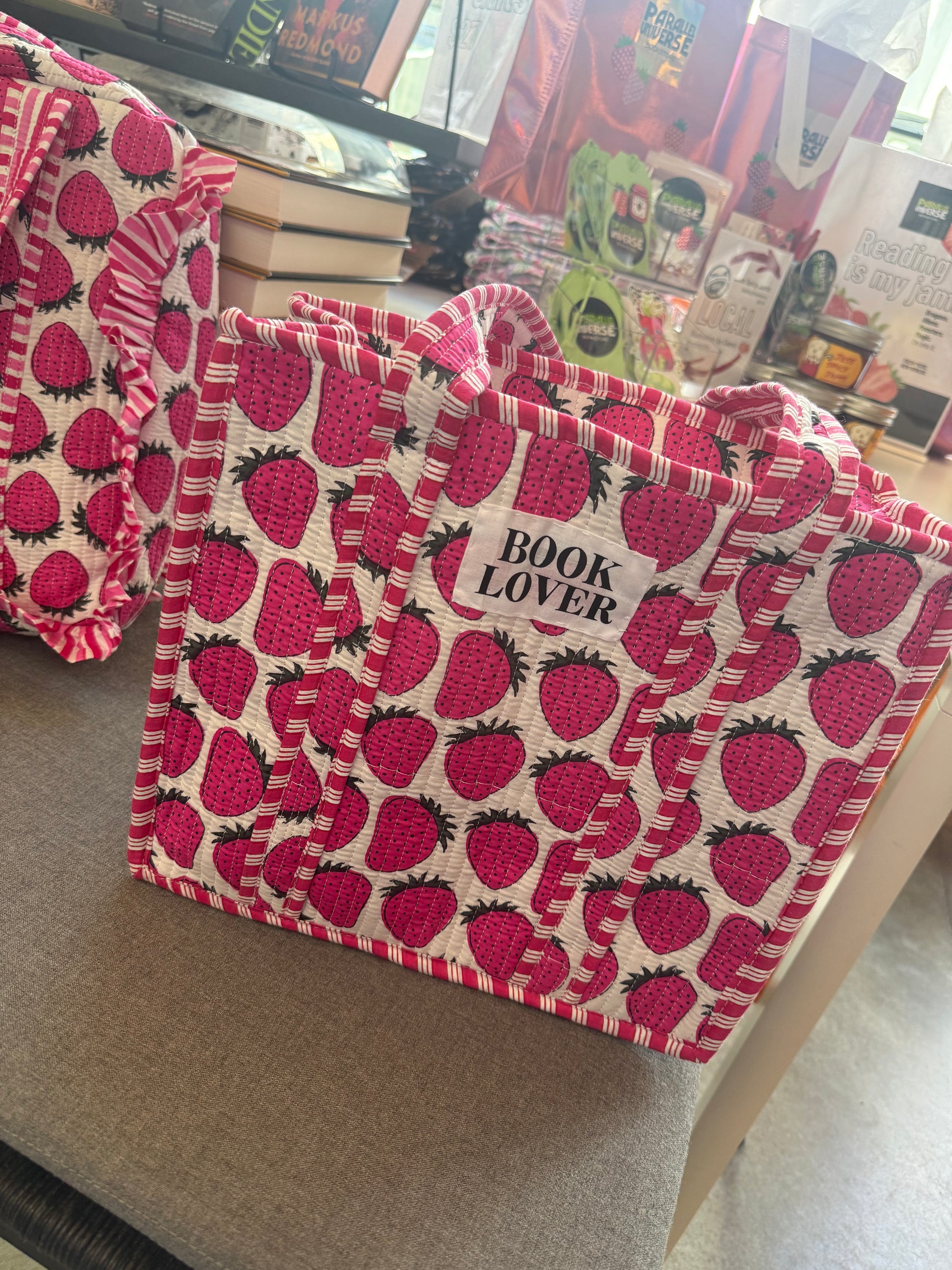 Reading is my Jam - Strawberry Book Lover Tote Bag 12x14