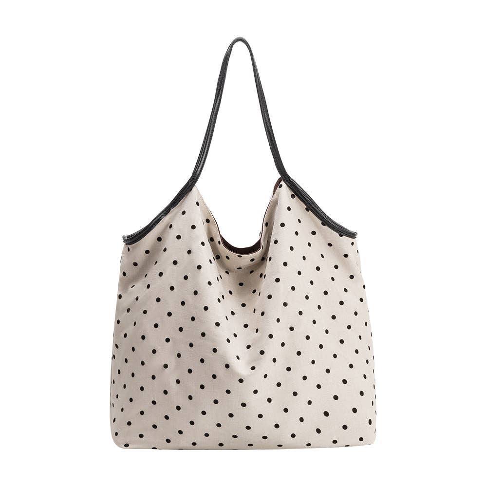 Slouchy Polka Dot Tote Bag | Ivory