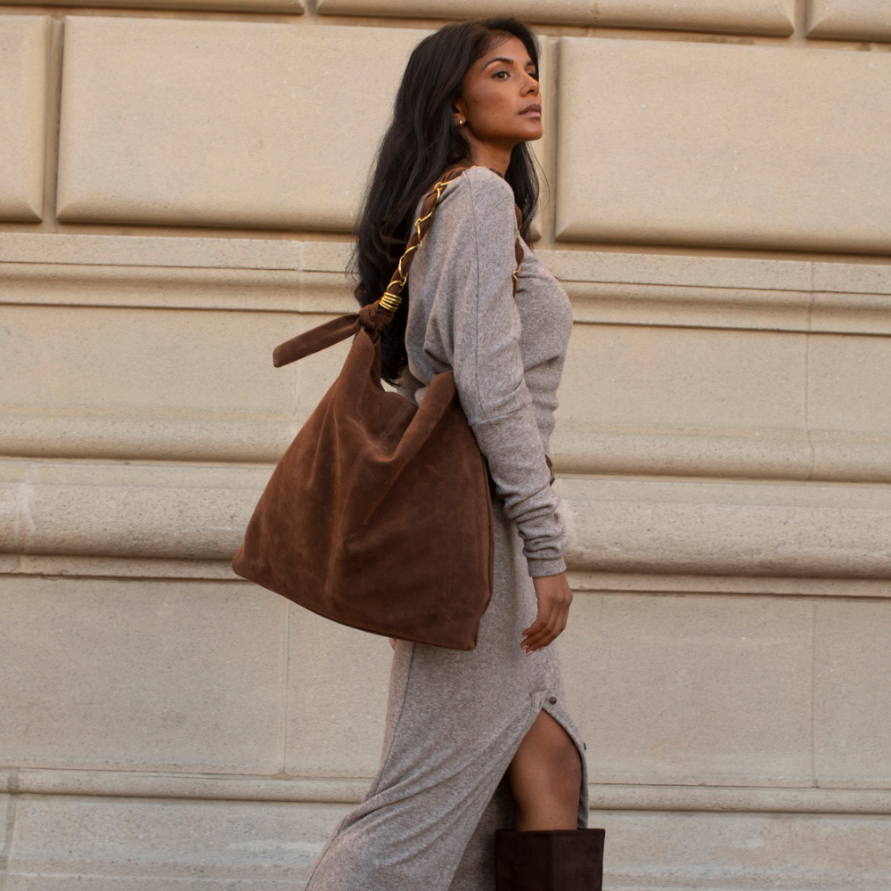 Pre-Order | Venus Black Recycled Vegan Suede Tote Bag