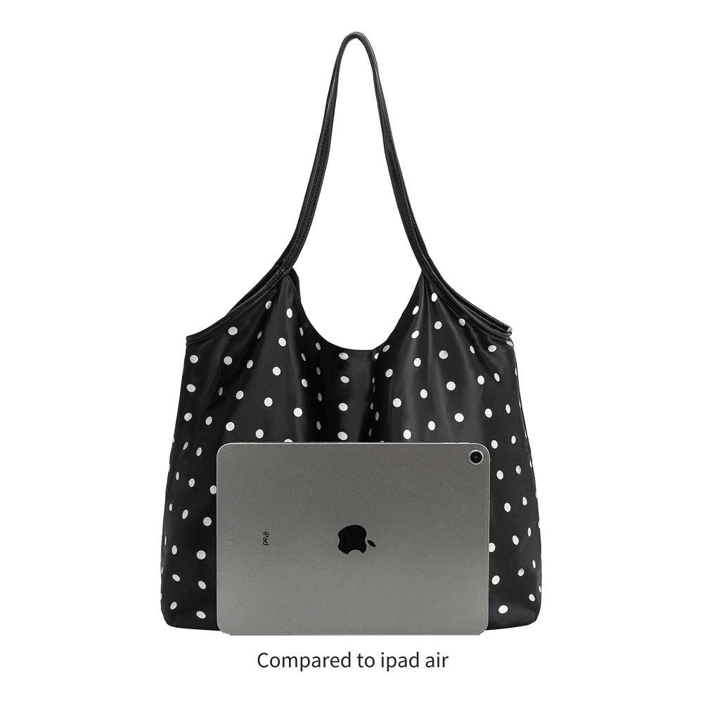 Slouchy Polka Dot Tote Bag | Ivory